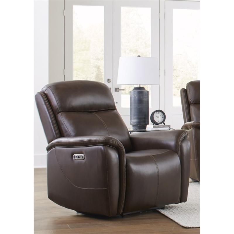 Pemberly Row Contemporary Leather Auburn Power Recliner Two Pack