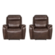 Pemberly Row Contemporary Leather Auburn Power Recliner Two Pack
