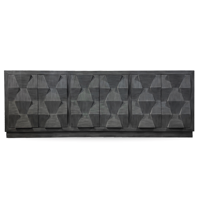 Pemberly Row Contemporary Engineered Wood Black Tea Finish 90