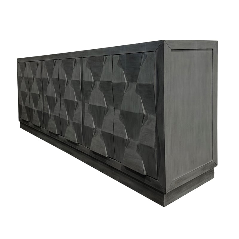 Pemberly Row Contemporary Engineered Wood Black Tea Finish 90