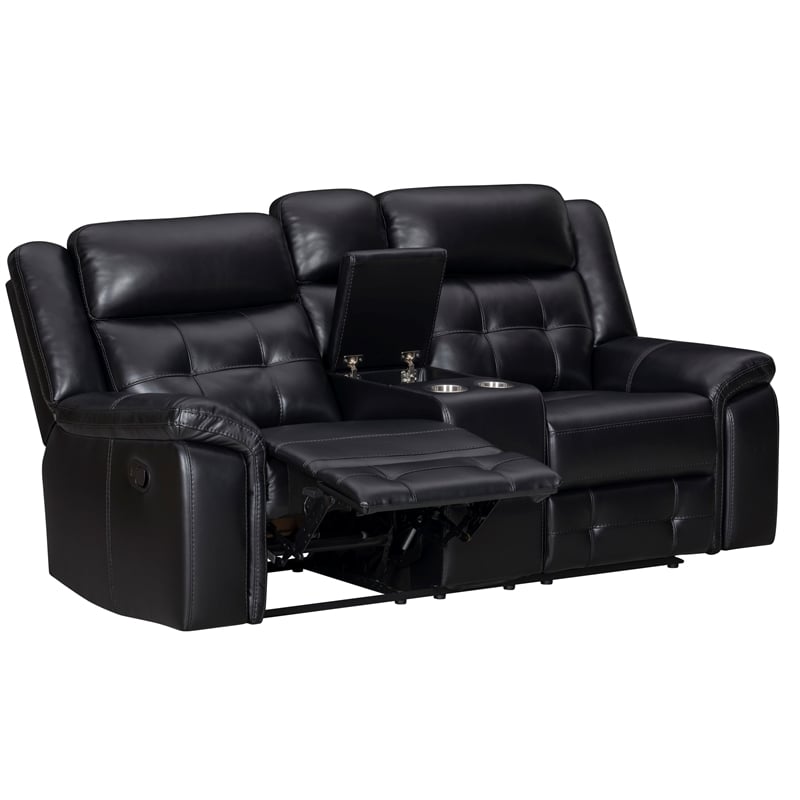 Pemberly Row Contemporary Fabric Phantom Manual Console Loveseat