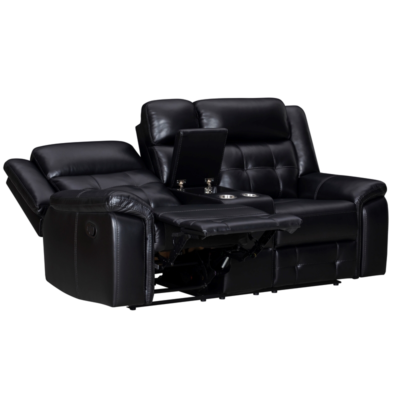 Pemberly Row Contemporary Fabric Phantom Manual Console Loveseat