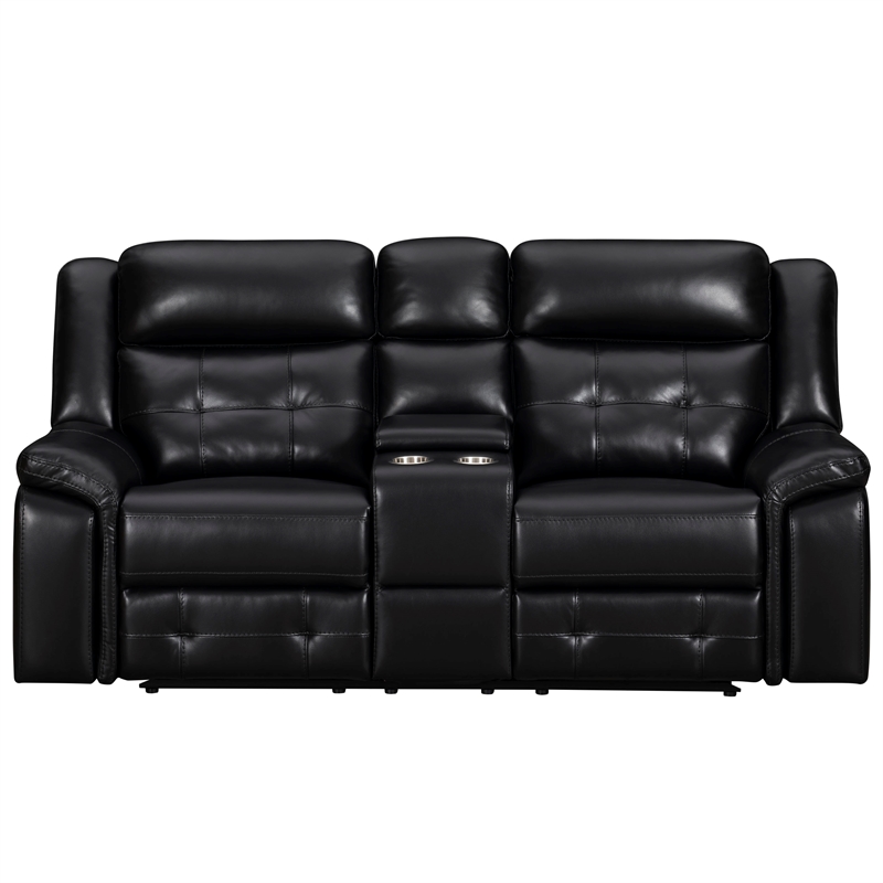 Pemberly Row Contemporary Fabric Phantom Manual Console Loveseat