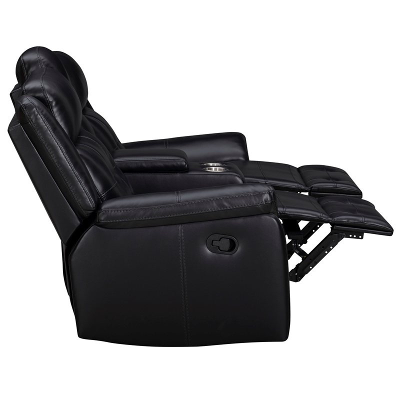 Pemberly Row Contemporary Fabric Phantom Manual Console Loveseat
