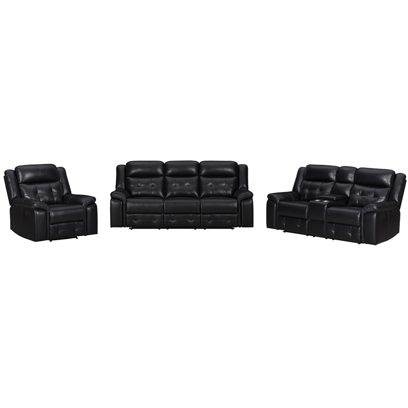 Pemberly Row Contemporary Fabric Phantom Manual Console Loveseat