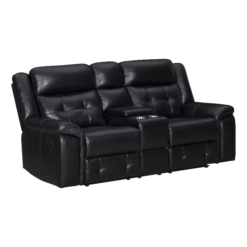 Pemberly Row Contemporary Fabric Phantom Manual Console Loveseat