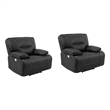 Pemberly Row Contemporary Fabric Black Power Recliner Two Pack
