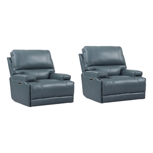 Pemberly Row Contemporary Azure Cordless Power Recliner Two Pack
