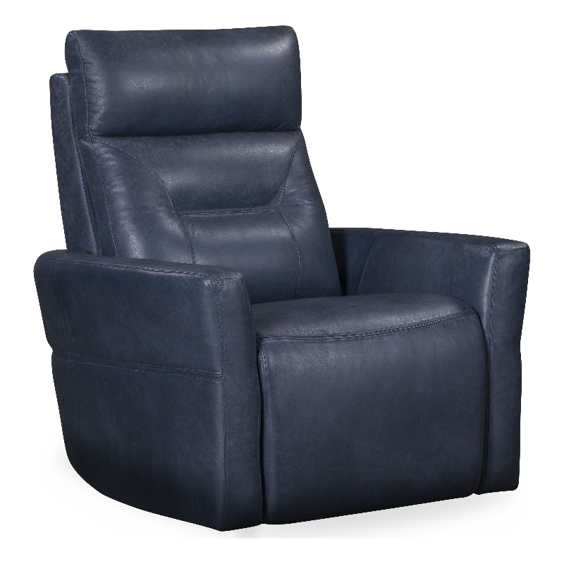Pemberly Row Contemporary Vintage Navy Power Swivel Glider Recliner