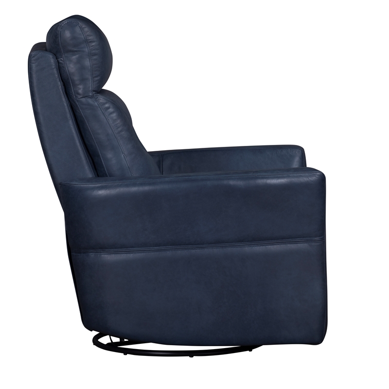 Pemberly Row Contemporary Vintage Navy Power Swivel Glider Recliner