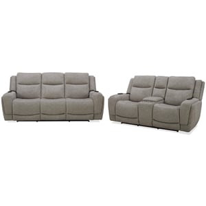 Pemberly Row Contemporary Frappe Power Reclining Sofa and Loveseat