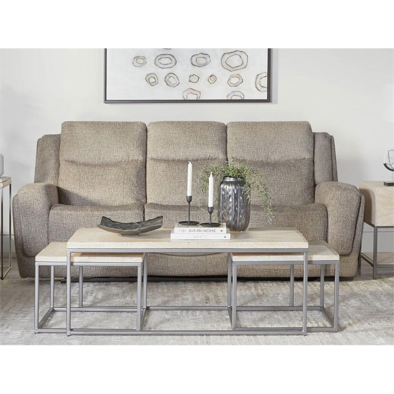 Pemberly Row Contemporary Frappe Power Reclining Sofa and Loveseat