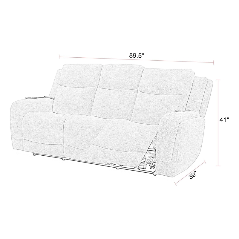 Pemberly Row Contemporary Frappe Power Reclining Sofa and Loveseat