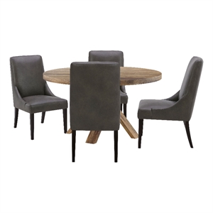 Pemberly Row Contemporary 60 In. Dining Table With 4 Upholstered Chairs