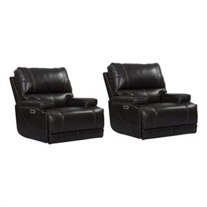 Pemberly Row Contemporary Coffee Cordless Power Recliner Two Pack