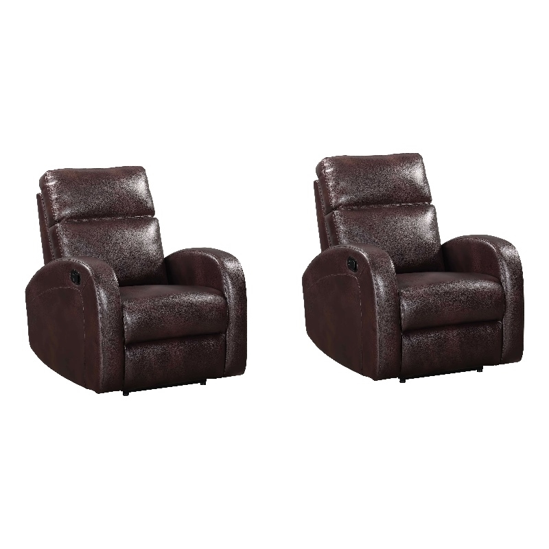 Pemberly Row Contemporary Pebble Brown Manual Recliner Two Pack