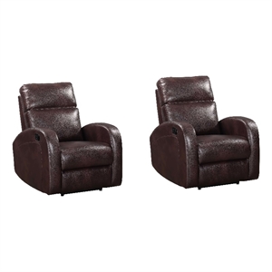 Pemberly Row Contemporary Pebble Brown Manual Recliner Two Pack