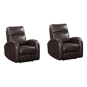 Pemberly Row Contemporary Pebble Brown Power Recliner Two Pack
