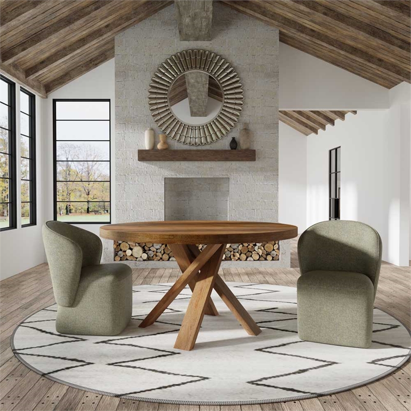 Pemberly Row Contemporary 60 In. Dining Table With 4 Upholstered Chairs