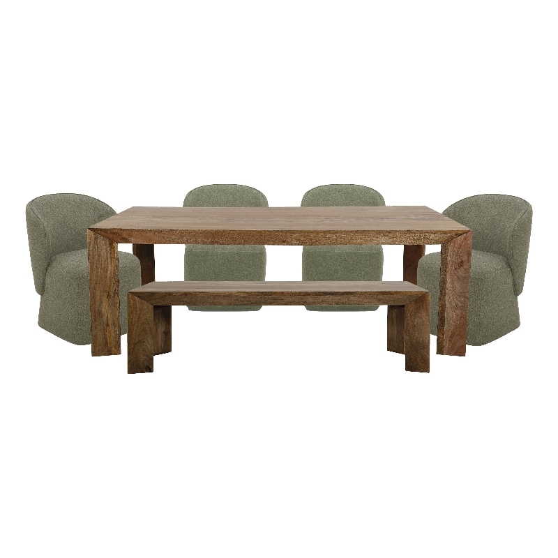Pemberly Row Contemporary 86 In. Dining Table With 4 Upholstered Chairs