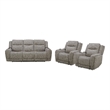 Pemberly Row Contemporary Frappe Power Reclining Sofa and Two Recliners