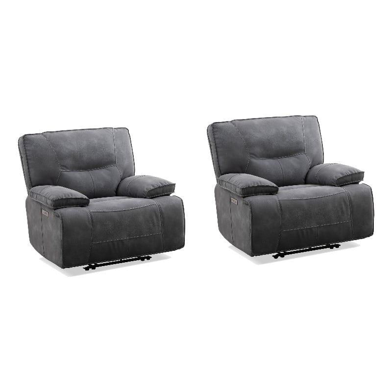 Pemberly Row Contemporary Cobalt Zero Gravity Power Recliner Two Pack