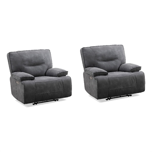 Pemberly Row Contemporary Cobalt Zero Gravity Power Recliner Two Pack