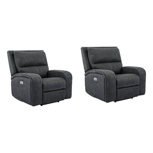 Pemberly Row Contemporary Fabric Slate Power Recliner Two Pack