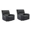 Pemberly Row Contemporary Fabric Slate Power Recliner Two Pack