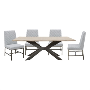 Pemberly Row Contemporary 86 In. Dining Table With 4 Upholstered Chairs