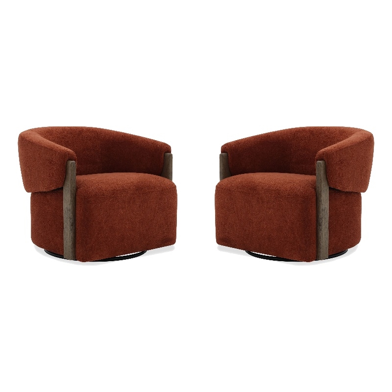Pemberly Row Contemporary Island Rust Swivel Accent Chair Two Pack
