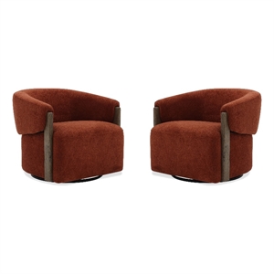 Pemberly Row Contemporary Island Rust Swivel Accent Chair Two Pack