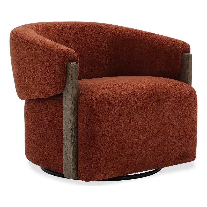 Pemberly Row Contemporary Fabric Island Rust Swivel Accent Chair