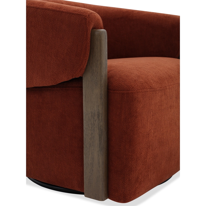 Pemberly Row Contemporary Fabric Island Rust Swivel Accent Chair