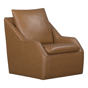 Pemberly Row Contemporary Steamboat Ecru Swivel Accent Chair