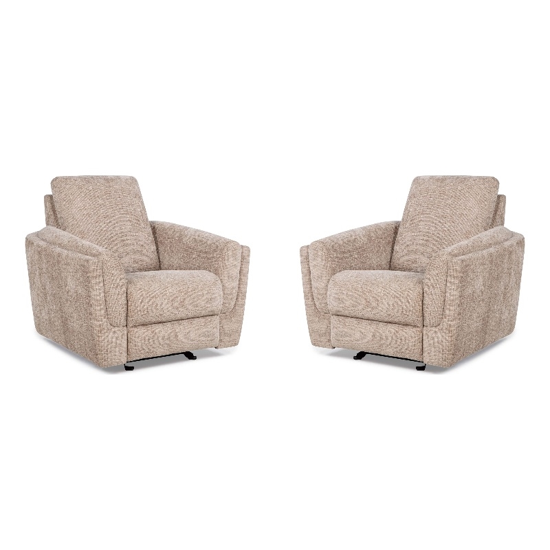 Pemberly Row Contemporary Biscotti Power Glider Recliner Two Pack