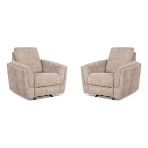 Pemberly Row Contemporary Biscotti Power Glider Recliner Two Pack