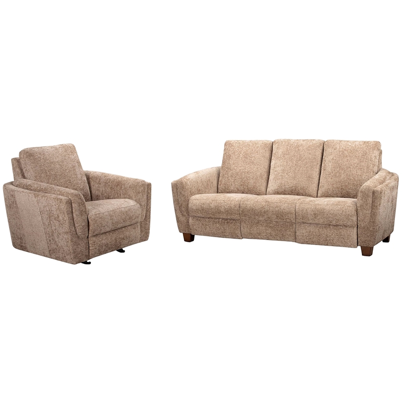 Pemberly Row Contemporary Biscotti Power Glider Recliner Two Pack