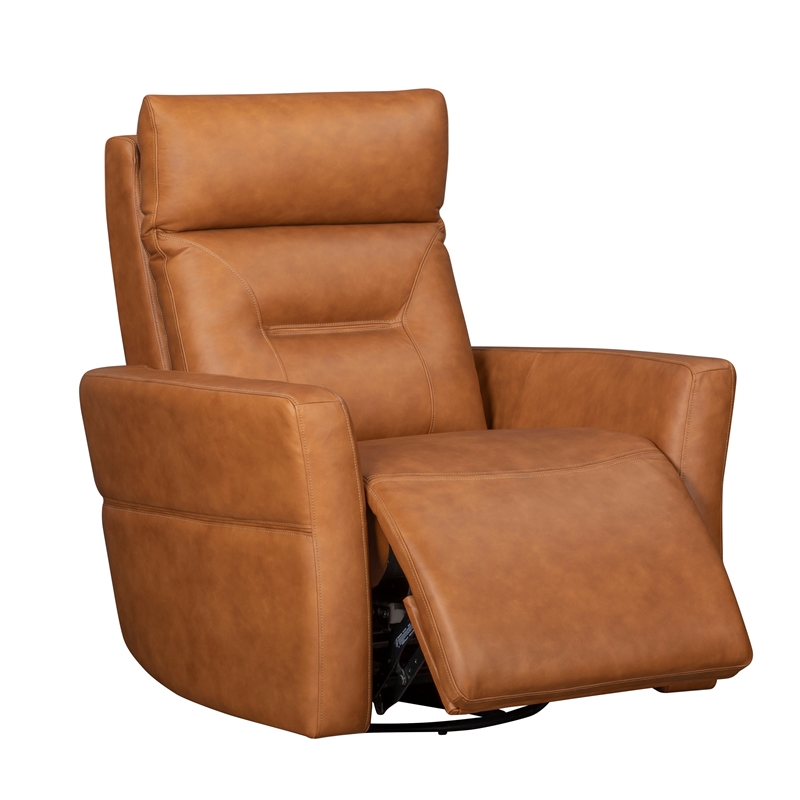 Pemberly Row Contemporary Vintage Caramel Power Swivel Glider Recliner