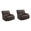 Pemberly Row Contemporary Fabric Chocolate Power Recliner Two Pack