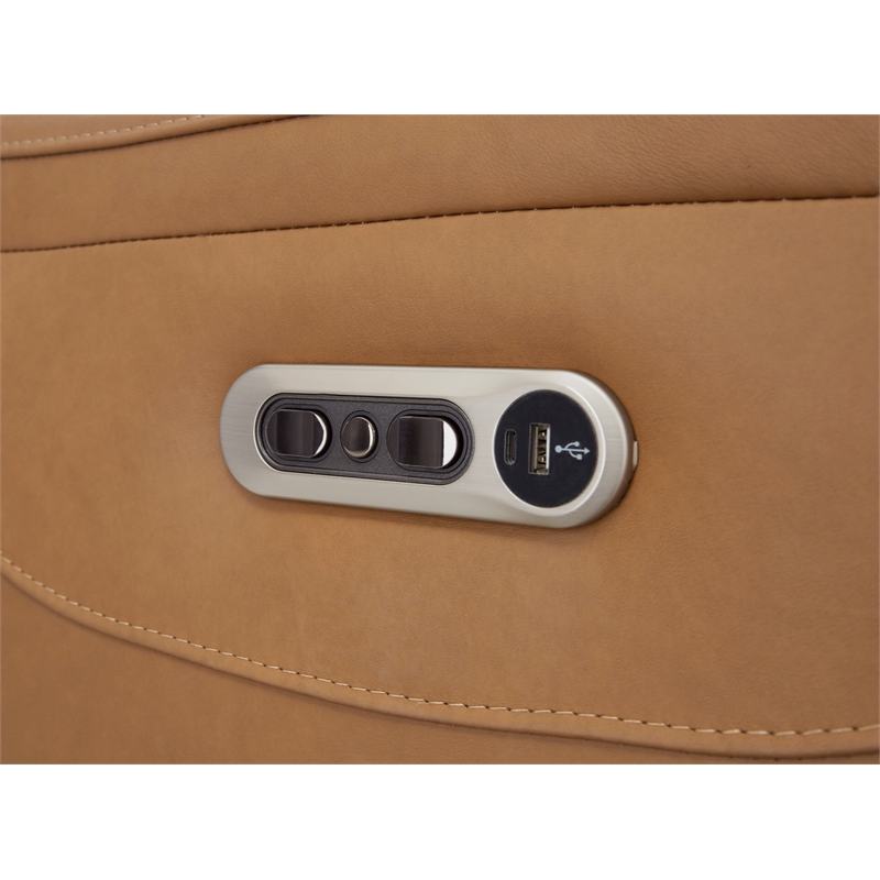 Pemberly Row Contemporary Caramel Cream Power Recliner Two Pack