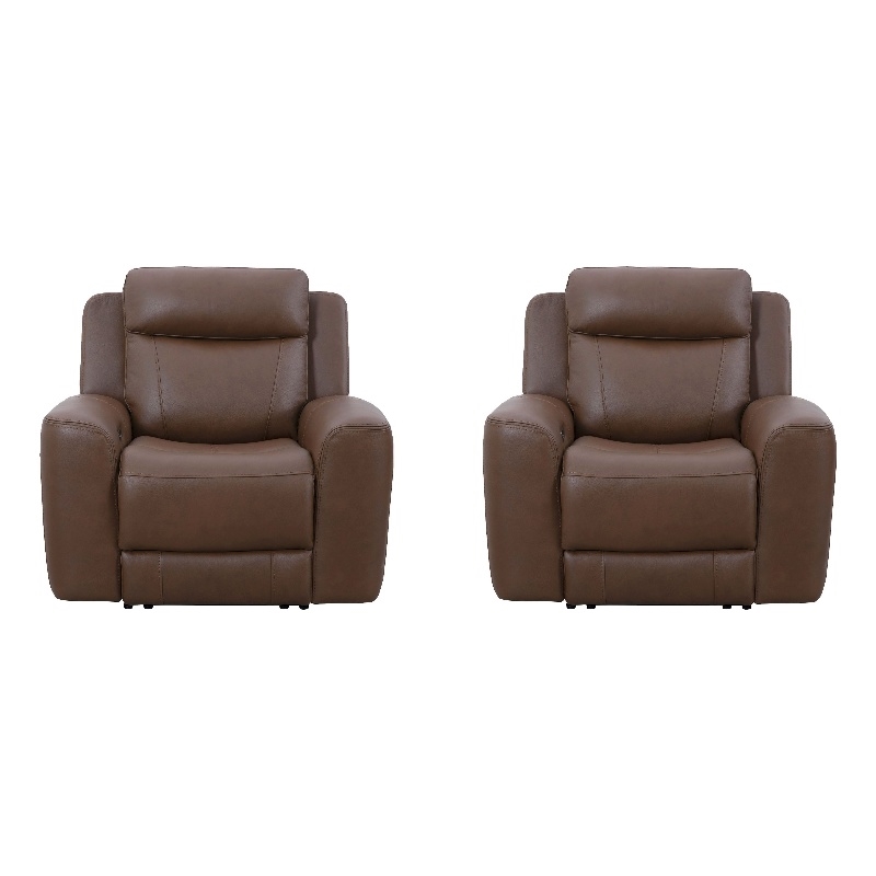 Pemberly Row Contemporary Autumn Umber Power Recliner Two Pack