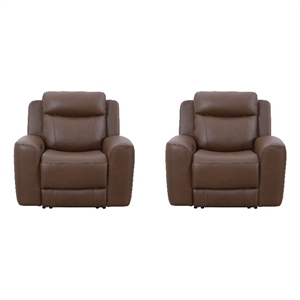 Pemberly Row Contemporary Autumn Umber Power Recliner Two Pack