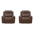 Pemberly Row Contemporary Autumn Umber Power Recliner Two Pack
