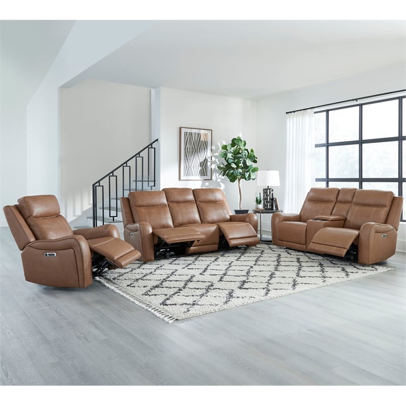 Pemberly Row Contemporary Butternut Power Glider Recliner Two Pack