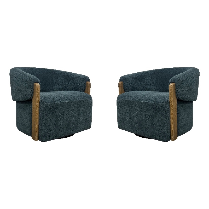Pemberly Row Contemporary Island Teal Swivel Accent Chair Two Pack