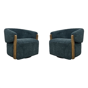 Pemberly Row Contemporary Island Teal Swivel Accent Chair Two Pack