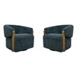 Pemberly Row Contemporary Island Teal Swivel Accent Chair Two Pack