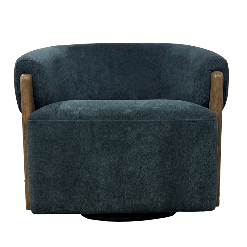 Pemberly Row Contemporary Fabric Island Teal Swivel Accent Chair