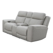 Pemberly Row Contemporary Leather Stone Power Console Loveseat